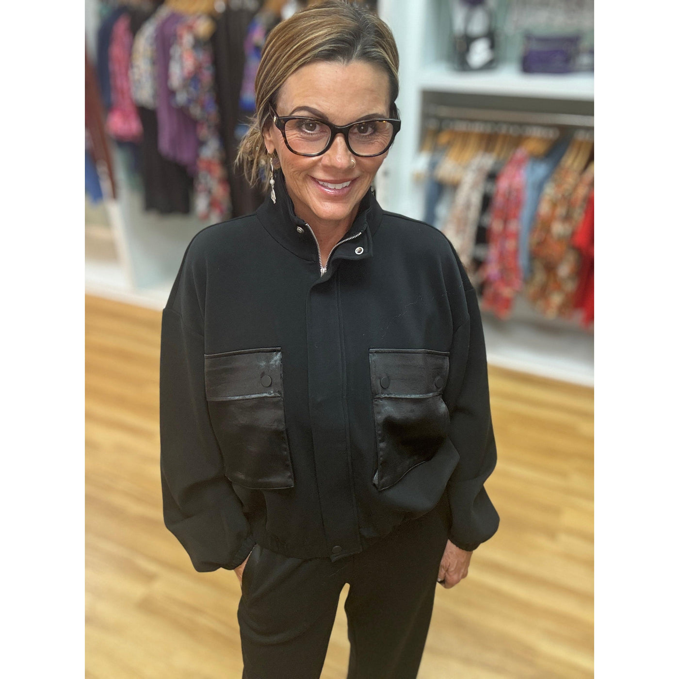 Esqualo Modal Bomber Cardigan - Black