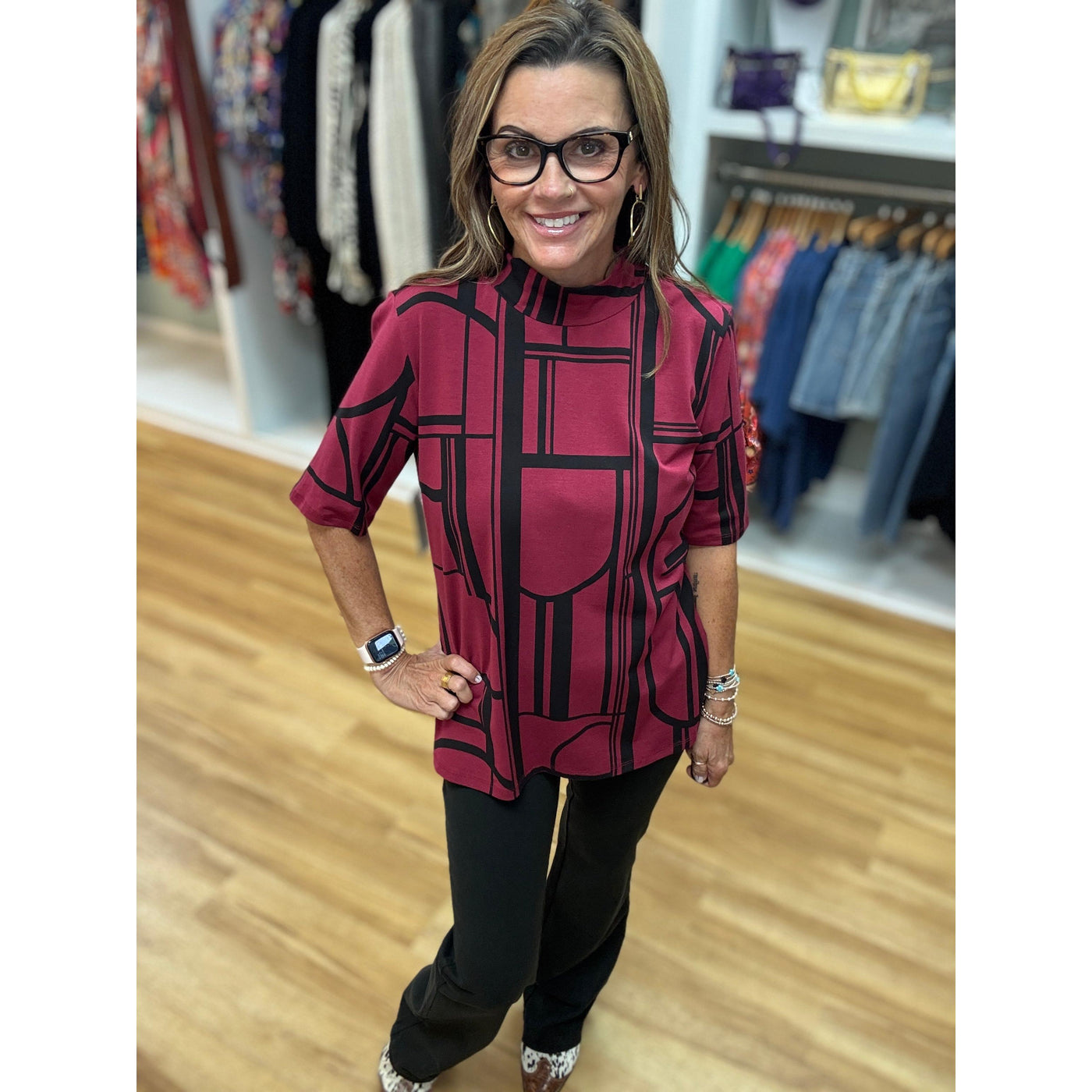 Ala Carte Mock Neck Knit Top - Wine