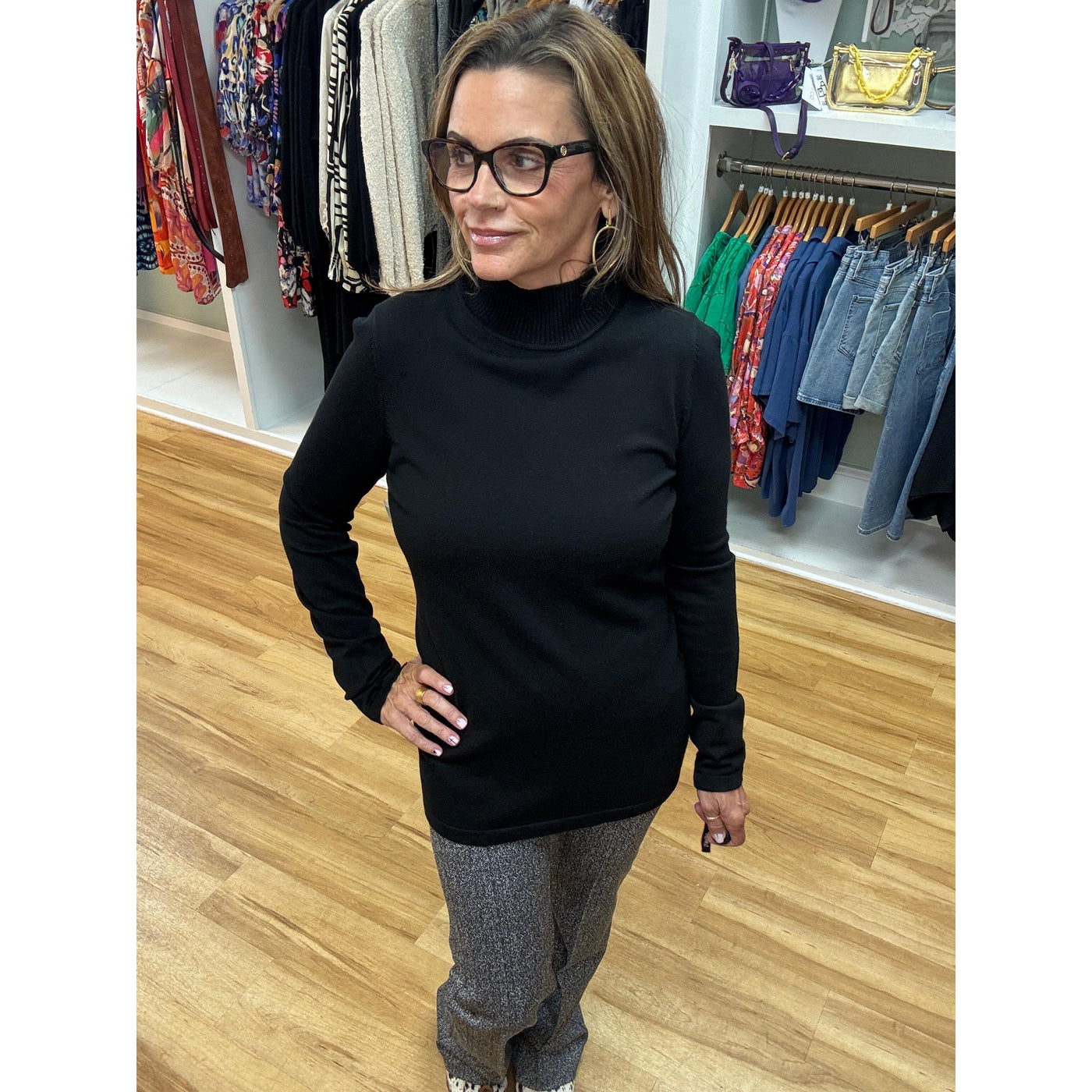 Ala Carte Ribbed Mock Neck Sweater - Black