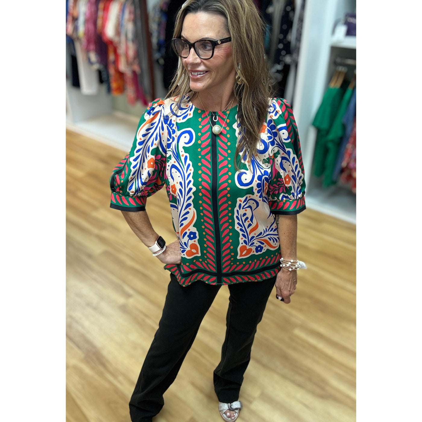 Jade Artistic Scarf Top