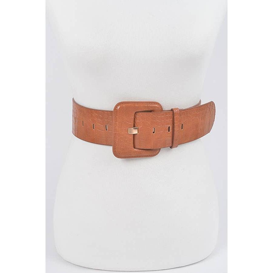 Faux Croc Leather Belt